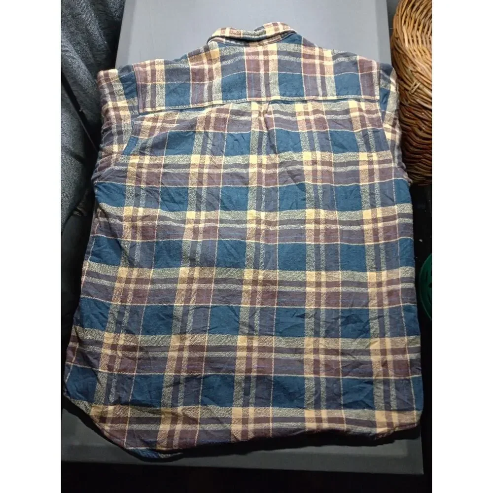 Field & Stream Flannel Button Up Shirt Men's Size XL Plaid Blue Brown Tan